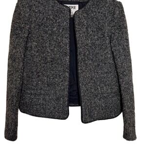 Kasper for A.S.L. Charcoal Boucle Collarless Jacket Size 8 Vintage Blazer